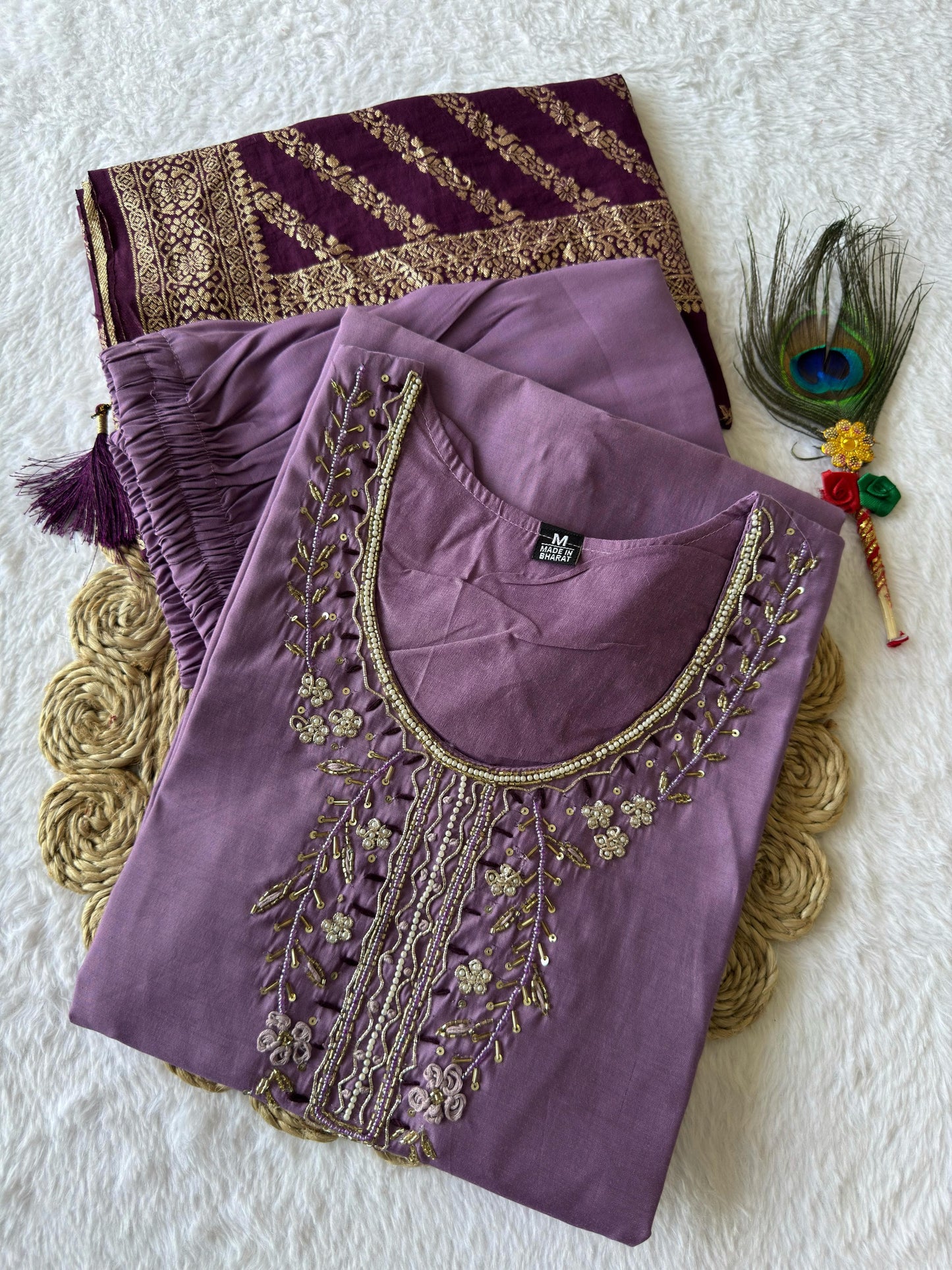 Artasya phool light purple kurti pair