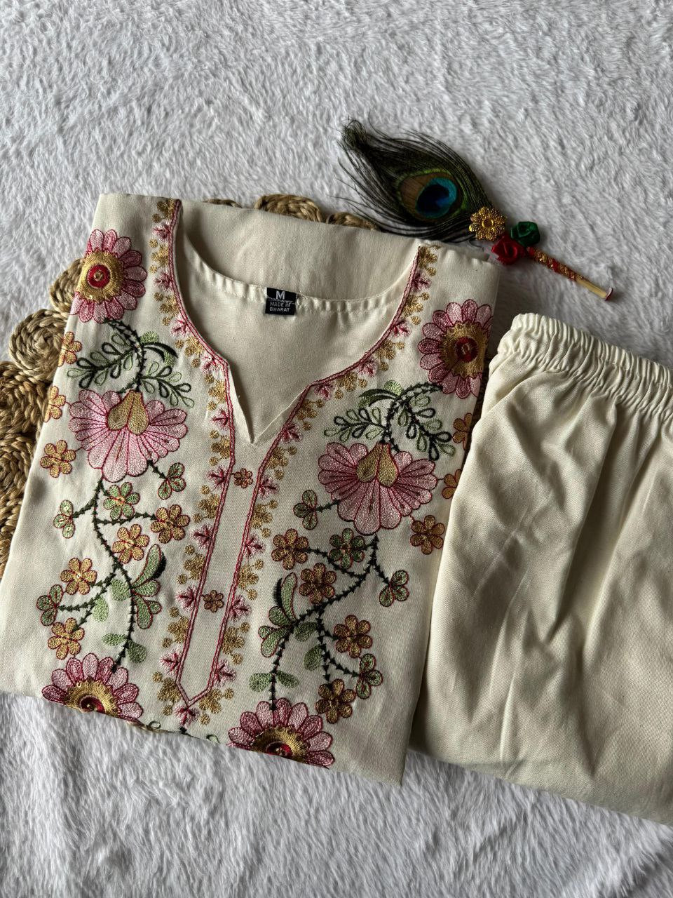 Artasya khadi sufi cream kurti pair