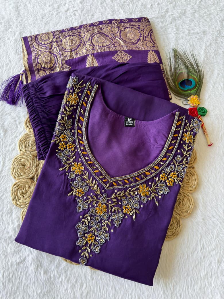 Artasya queen purple kurti pair