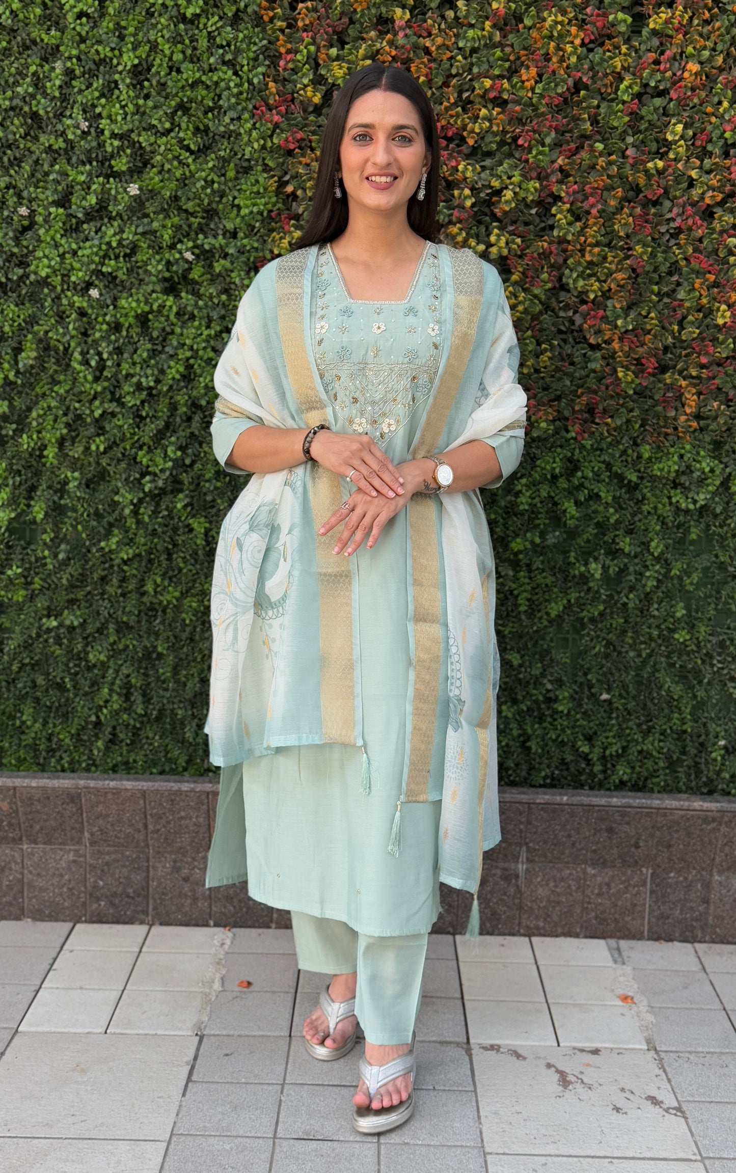 Artasya tasva sea green kurti pair