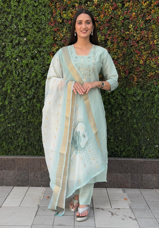 Artasya tasva sea green kurti pair