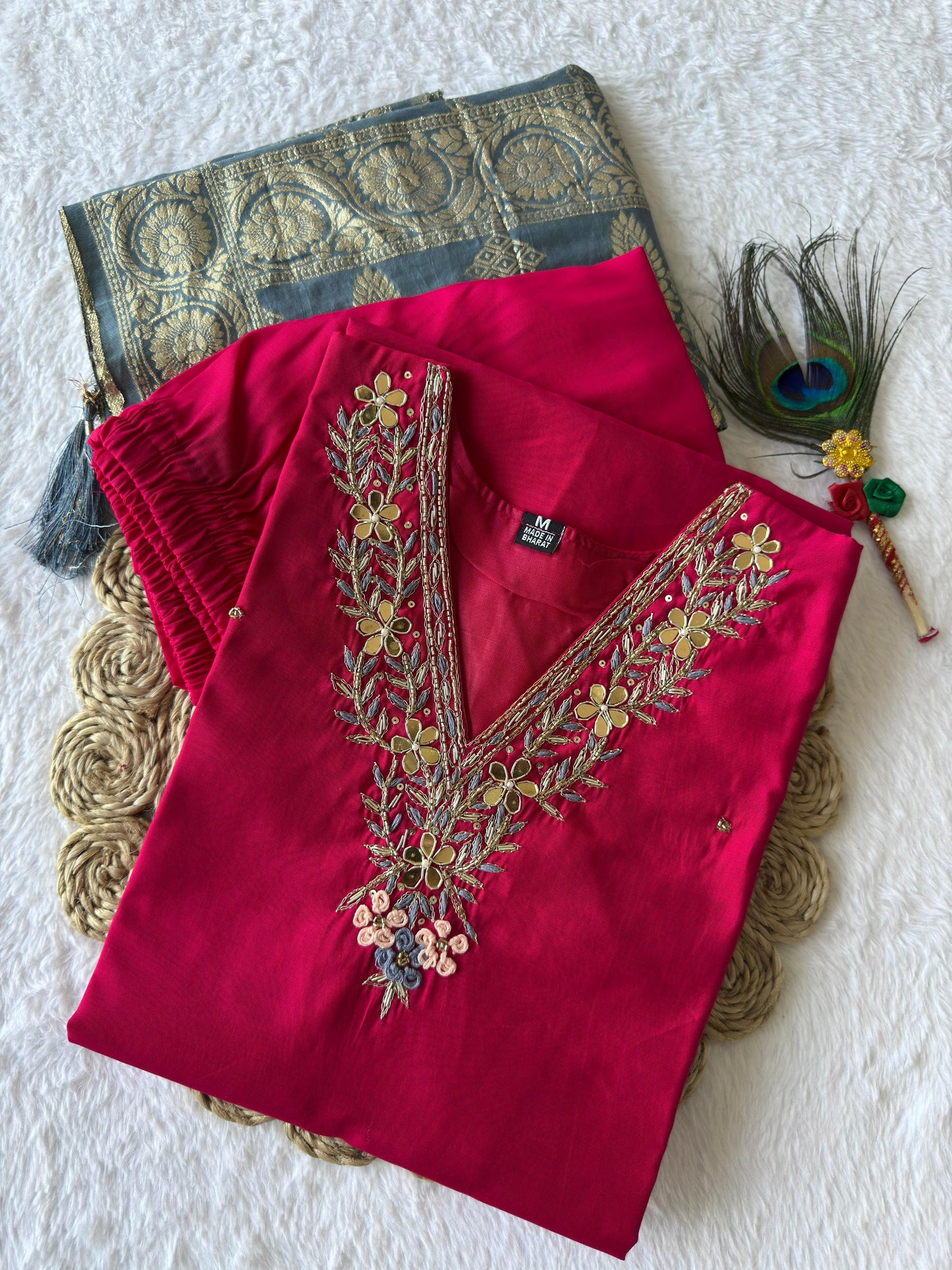 Artasya arjee dark pink kurti pair