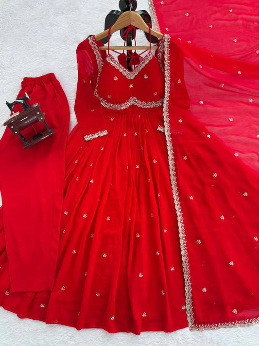 Varti malang red anarkali pair