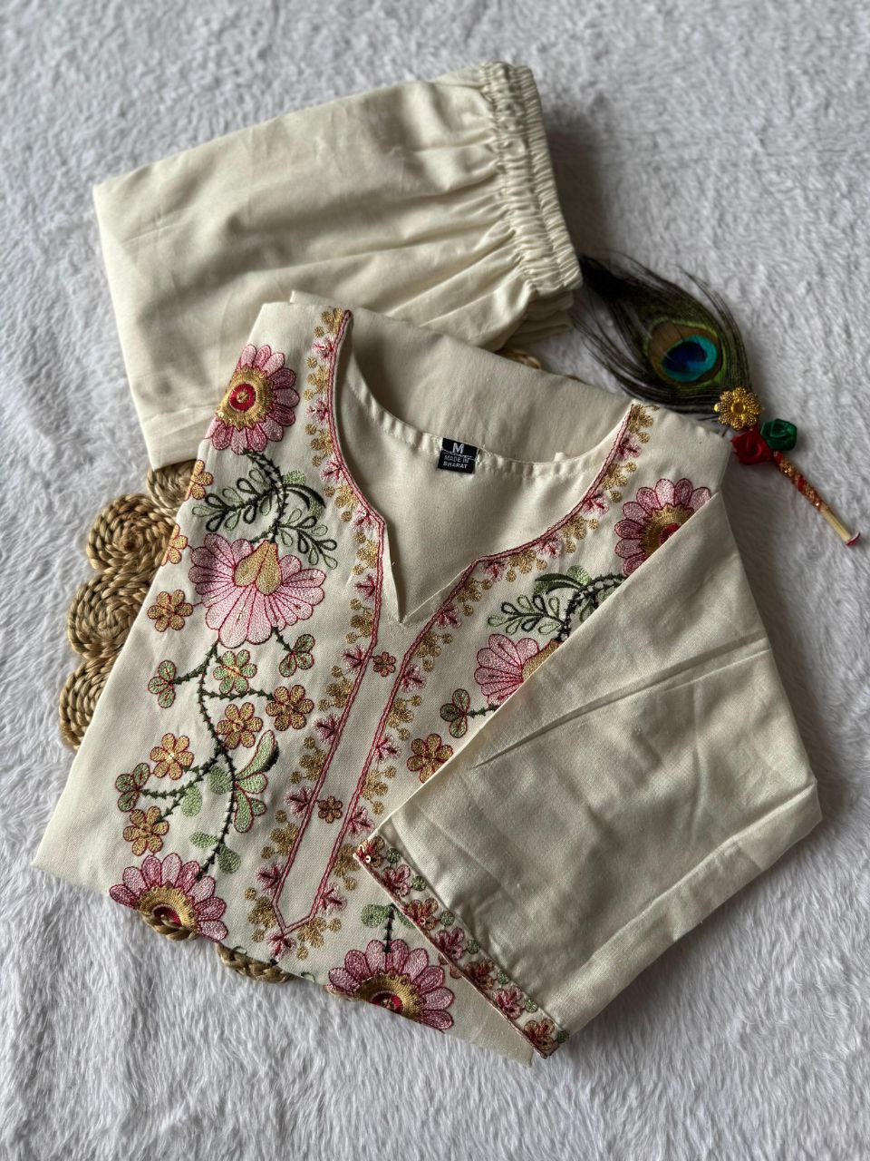 Artasya khadi sufi cream kurti pair
