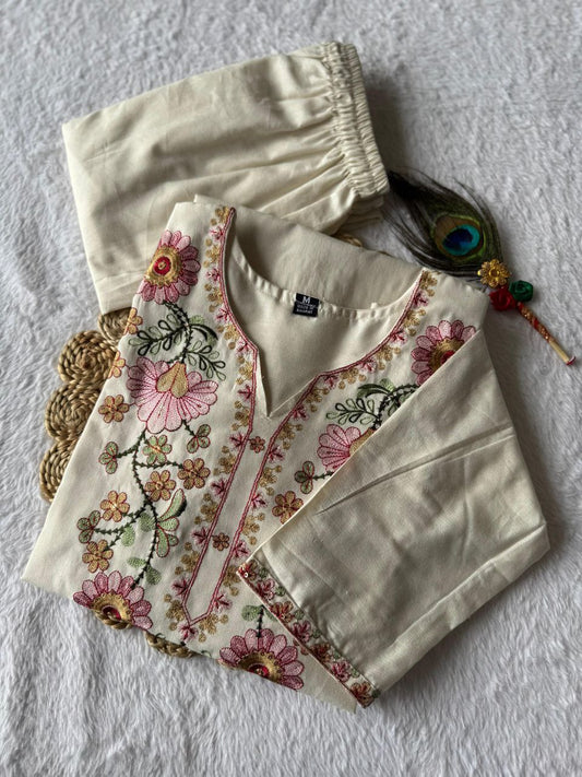 Artasya khadi sufi cream kurti pair
