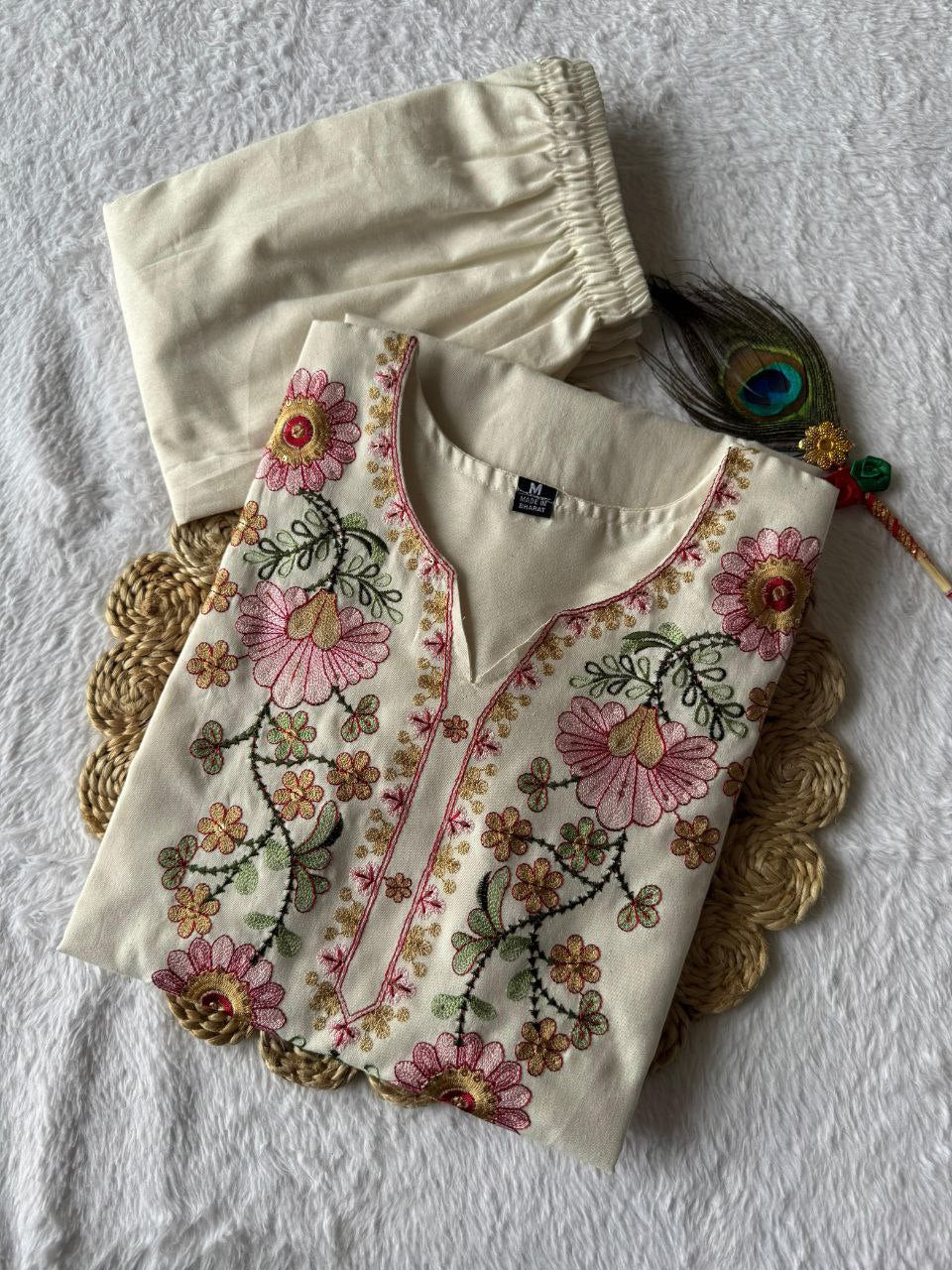 Artasya khadi sufi cream kurti pair