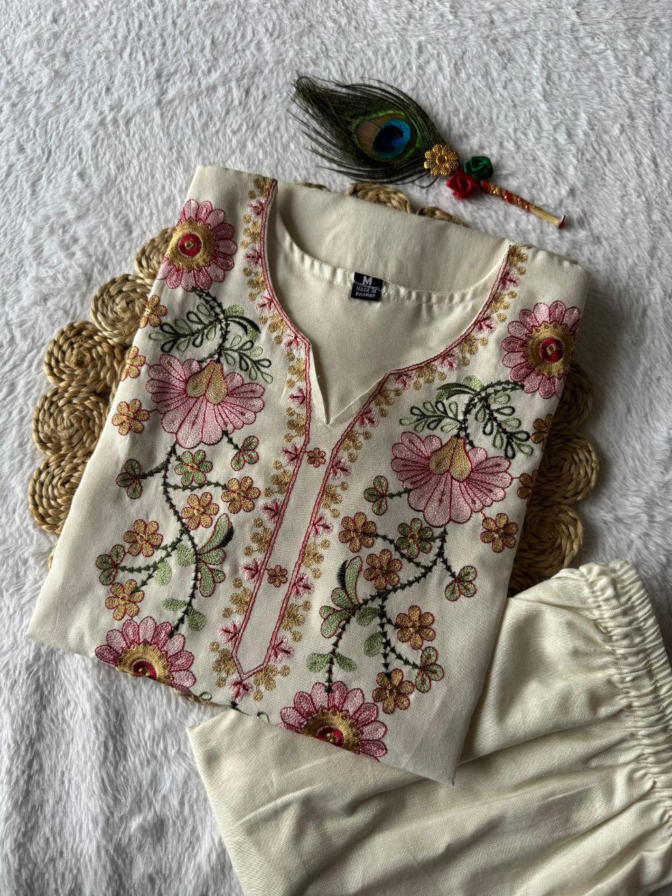 Artasya khadi sufi cream kurti pair