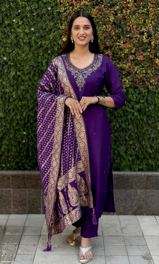 Artasya queen purple kurti pair